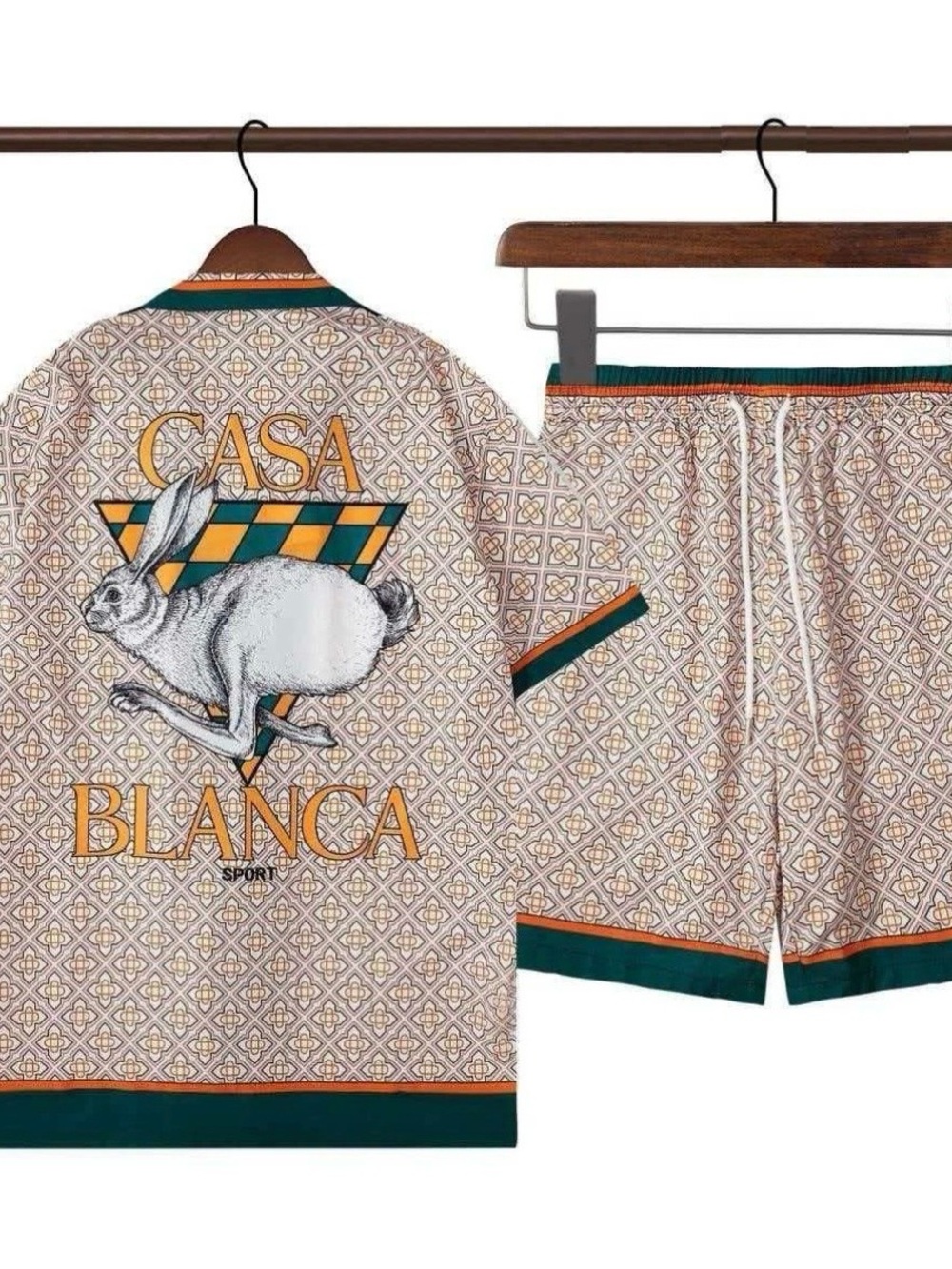 Casa Blanca Cream & Green Geometric Button-Down Shirt